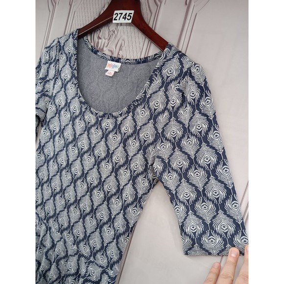 LuLaRoe Dress Size S Drop Waist Fit & Large Flare Skirt 3/4 Sleeves Peacock EUC - Picture 7 of 16